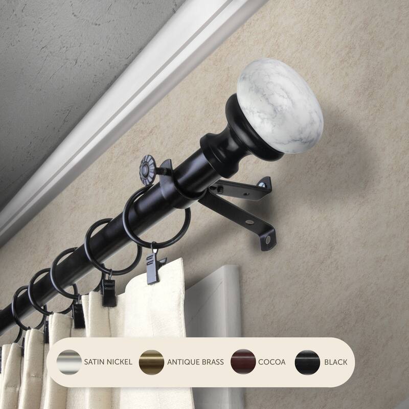 InStyleDesign Alf Adjustable Curtain Rod 13/16 inch dia. - 120 to 170 inches - Black