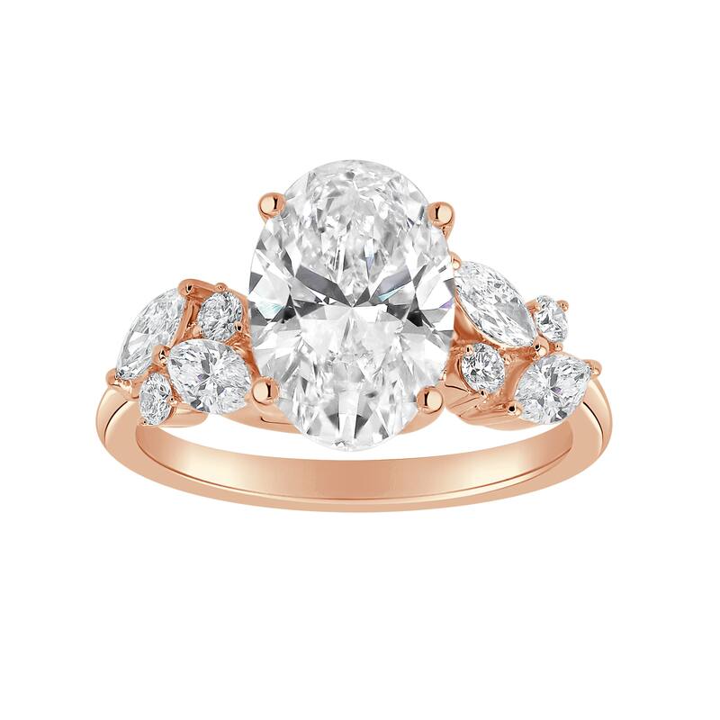 Auriya 14k Gold 5 3/5ctw Nature's Inspired Oval Diamond Engagement Ring (F-G VS) - Rose - 9