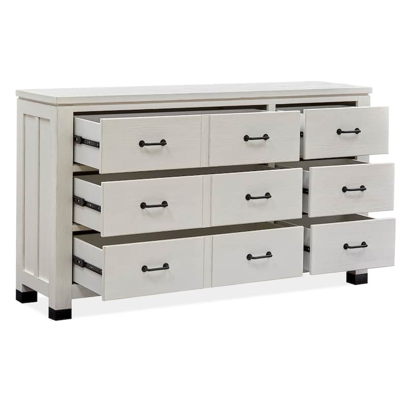 Magnussen Home Harper Springs Silo White Drawer Dresser with Shaped Mirror