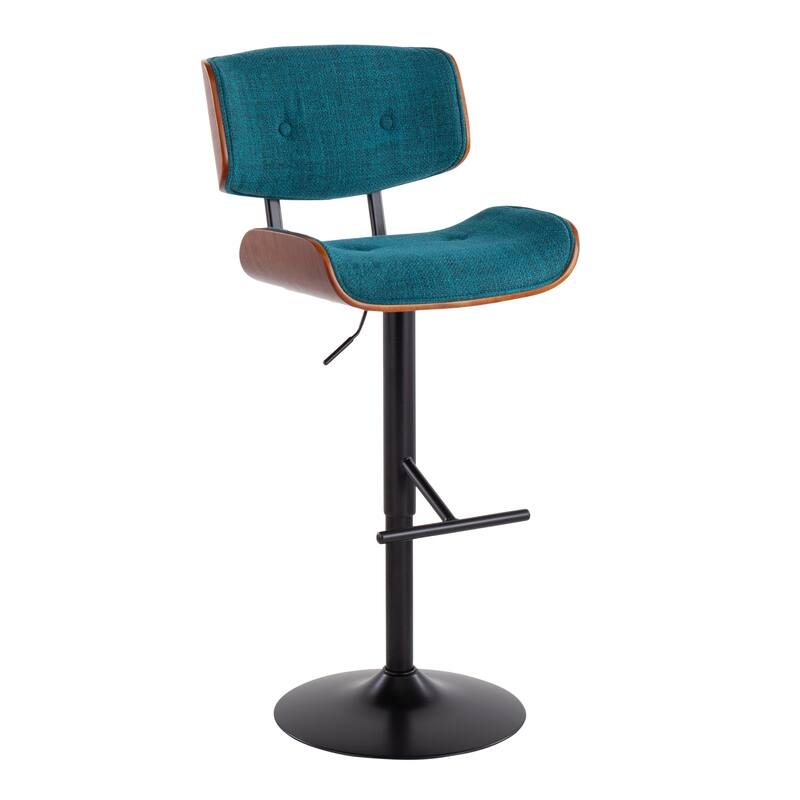 Carson Carrington Leksand Mid-Century Modern Adjustable Bar Stool with Walnut Wood Accents