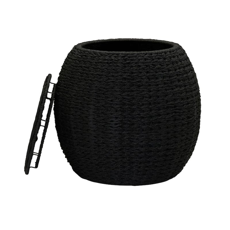 Household Essentials Handwoven Barrel Wicker Storage Basket Side Table - 17.0"L x 17.0"W x 19.0"H