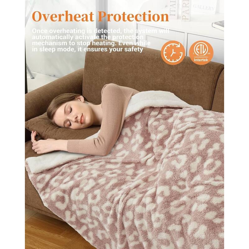 90"x100" Sherpa Machine Washable Electric Blanket Heated Throw