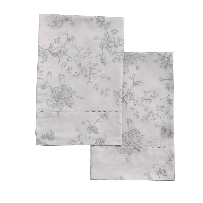 Printed Design Cotton Collection 400TC Hemstitch Gray - Full - Grey