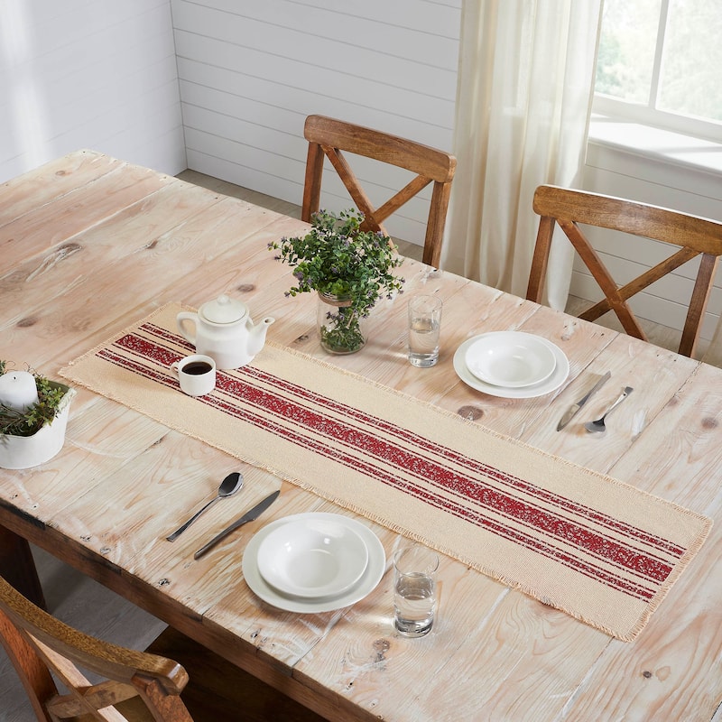 Vintage Burlap Stripe Runner