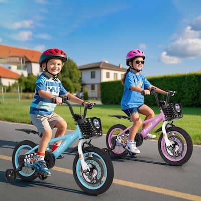 14'' Child Bike Kids Bicycle w/ Adjustable Height &Training Wheels