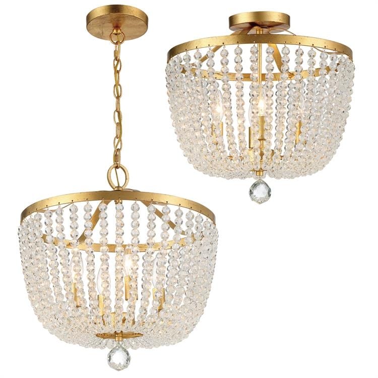 Rylee 4 Light Antique Gold Ceiling Mount - 16.5'' W x 17'' H