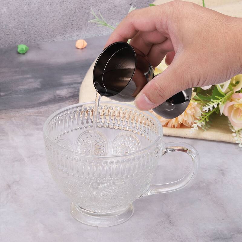 1oz/1.5oz Glass Measuring Cup, Stainless Steel Rim Bell Jigger - 92mm