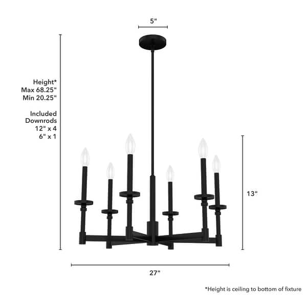 dimension image slide 3 of 5, Hunter Briargrove Candle Chandelier - Entry, Dining Room - Glam, Transitional, Modern