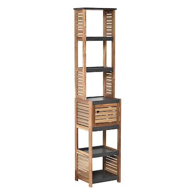 Tall Bathroom Storage Cabinet with Multiple Shelves and Vented Door - 15.3"L x 11.12"W x 67"H