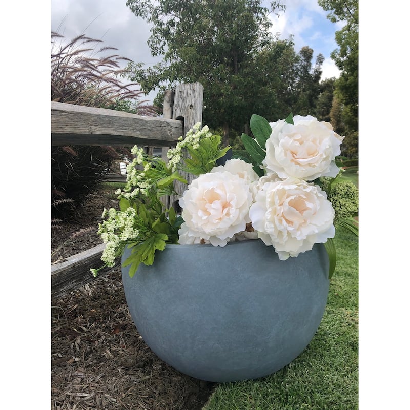 Durx-litecrete Lightweight Concrete Bowl Cement Color Planter-Large - 19.7'x19.7'x13'