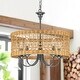 preview thumbnail 3 of 14, 5-Light Farmhouse Boho Rustic Woven Rattan Pendant Light Round Drum Hand Woven Bamboo Rattan Chandelier - 19.6 in. W