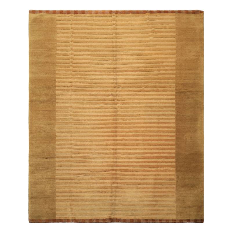 8'3''x9'8'' Tibetano Hand Knotted Wool Khaki Transitional Textured Tibetan Rug - 8' 3'' x 9' 8''
