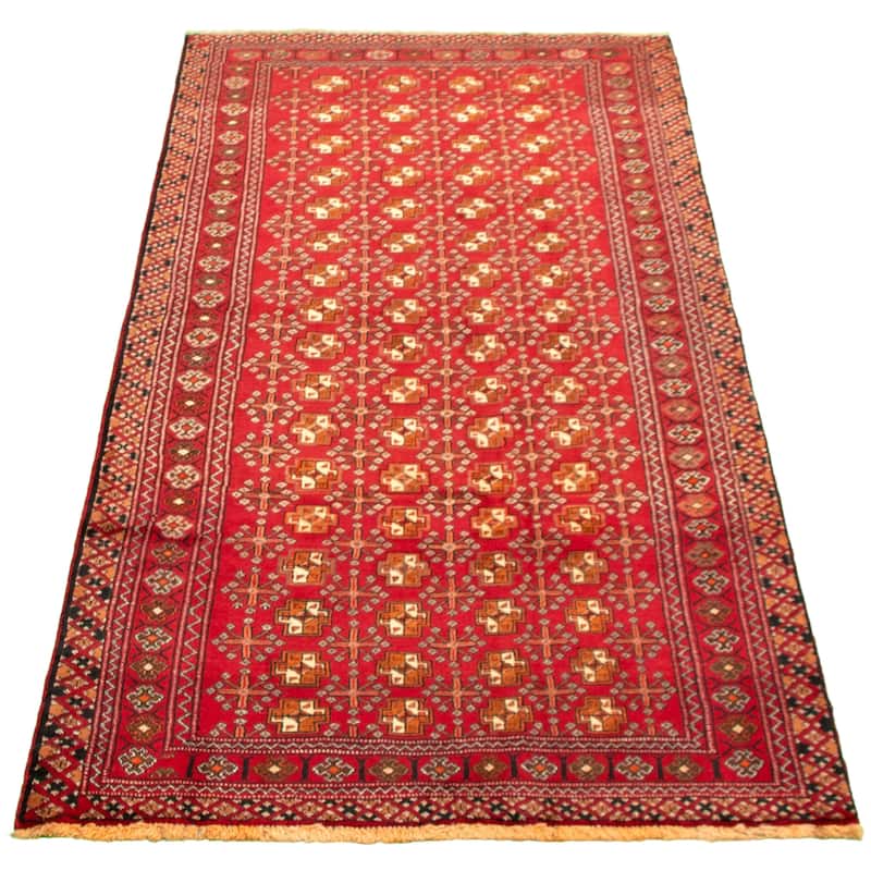 Hand-knotted Khal Mohammadi Red Wool Rug - 4'3" x 9'2" Runner/4'3 x 9'2