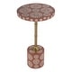 preview thumbnail 1 of 3, Bethel 14 in. W Round Bone Inlay and Iron Side Table Rose Bone Inlay