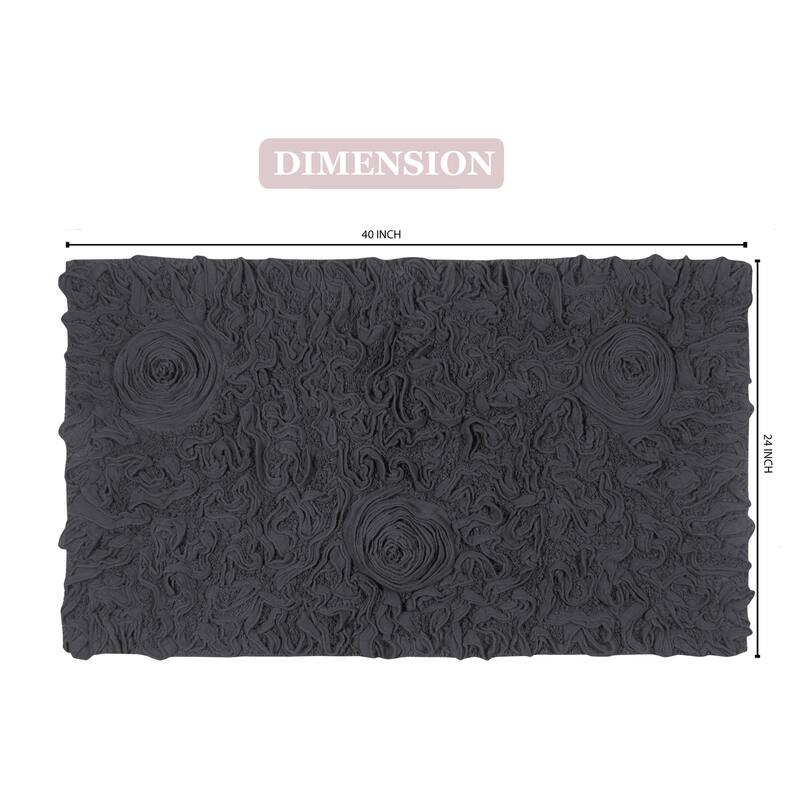 Bell Flower Bathroom Rug, Cotton Soft, Water Absorbent Bath Rug, Non Slip Shower Rug Machine Washable 24"x40" Rectangle