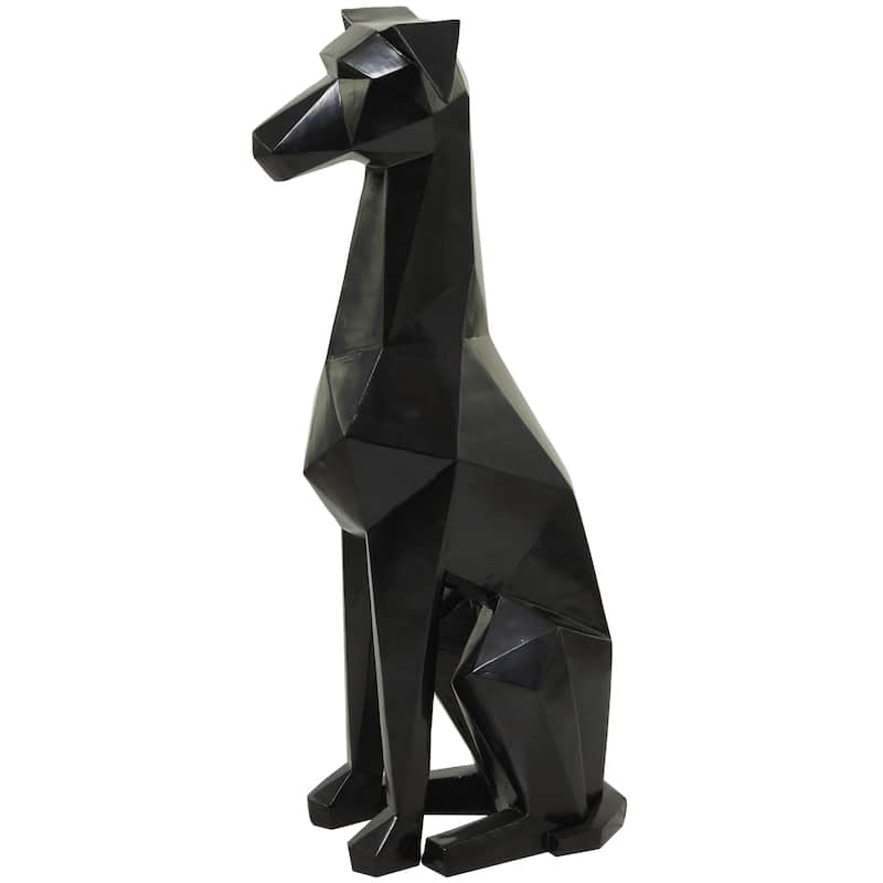 Polystone Dog Cubist Decorative Sculpture - Black, Gold, Silver - Roche River Decor
