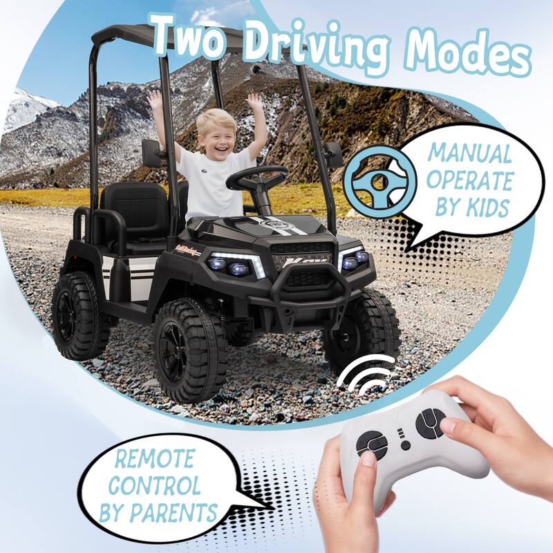 24V XL Kids Ride On Electric Truck with 4 Seats, Remote Control, Dual Motors, Suspension, Bluetooth Audio & Removable Sunshade