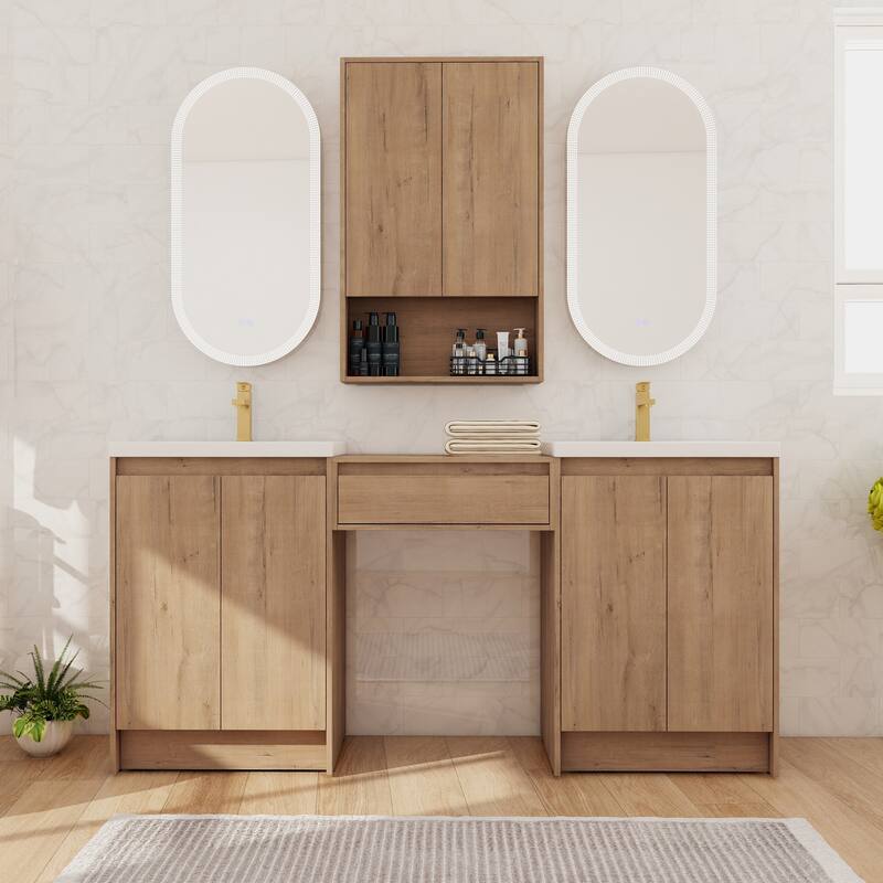 Beingnext 24''/72'' Bathroom Vanity with Sink, Freestanding Bathroom Vanity with Soft Close Doors And Adjustable Shelf - 70.7''W x 18.13''D x 35.25''H