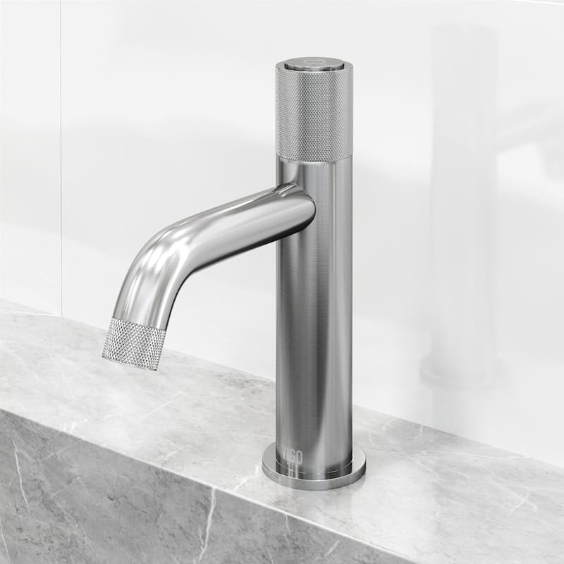 VIGO Apollo 8" H Button Operated Single Hole Bathroom Faucet