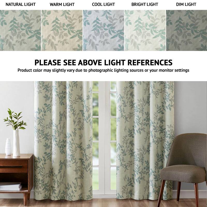 SunSmart April SIngle Printed Botanical Blackout Curtain Panel