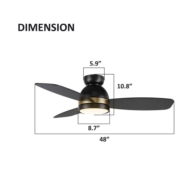 CARRO Quest 48" 3-Blade Smart Ceiling Fan with LED Light and Remote-Flush Mount