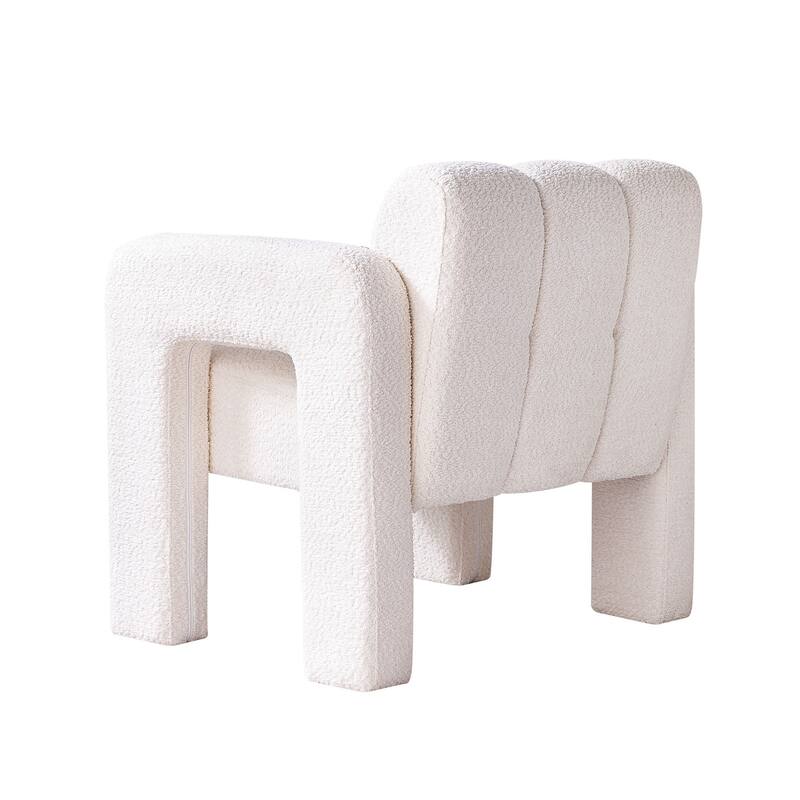 Beige Modern 31.1" Upholstered Accent Chair with High-Density Foam and Solid Wood Frame