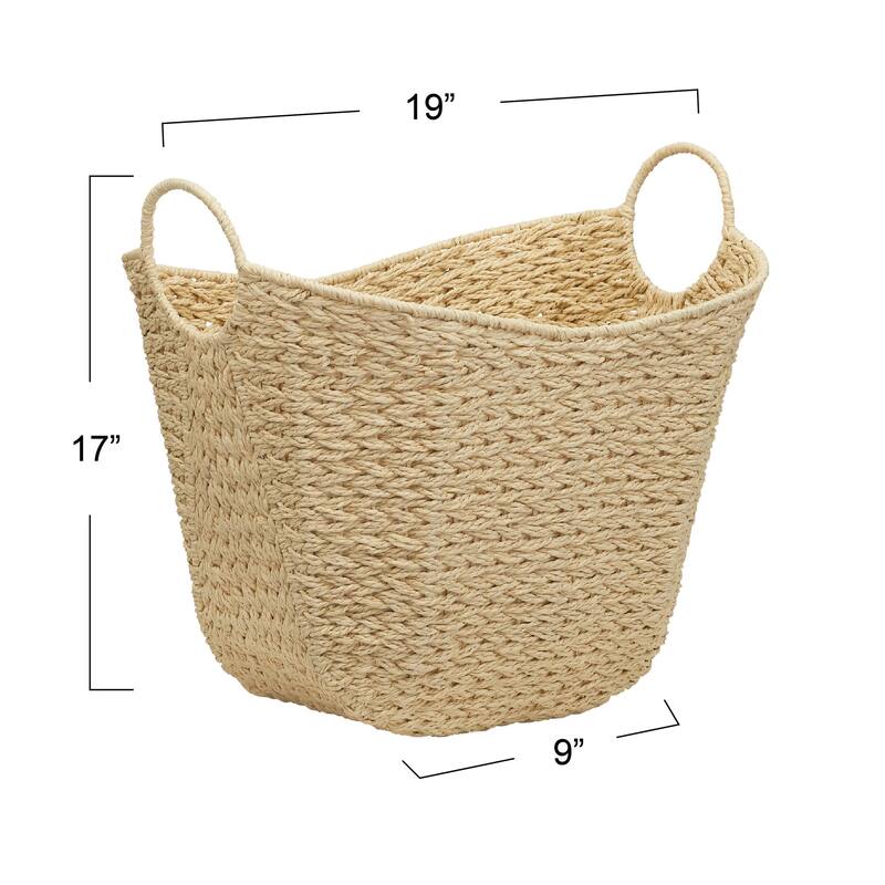 Household Essentials Woven Paper Rope Storage Basket with Handles