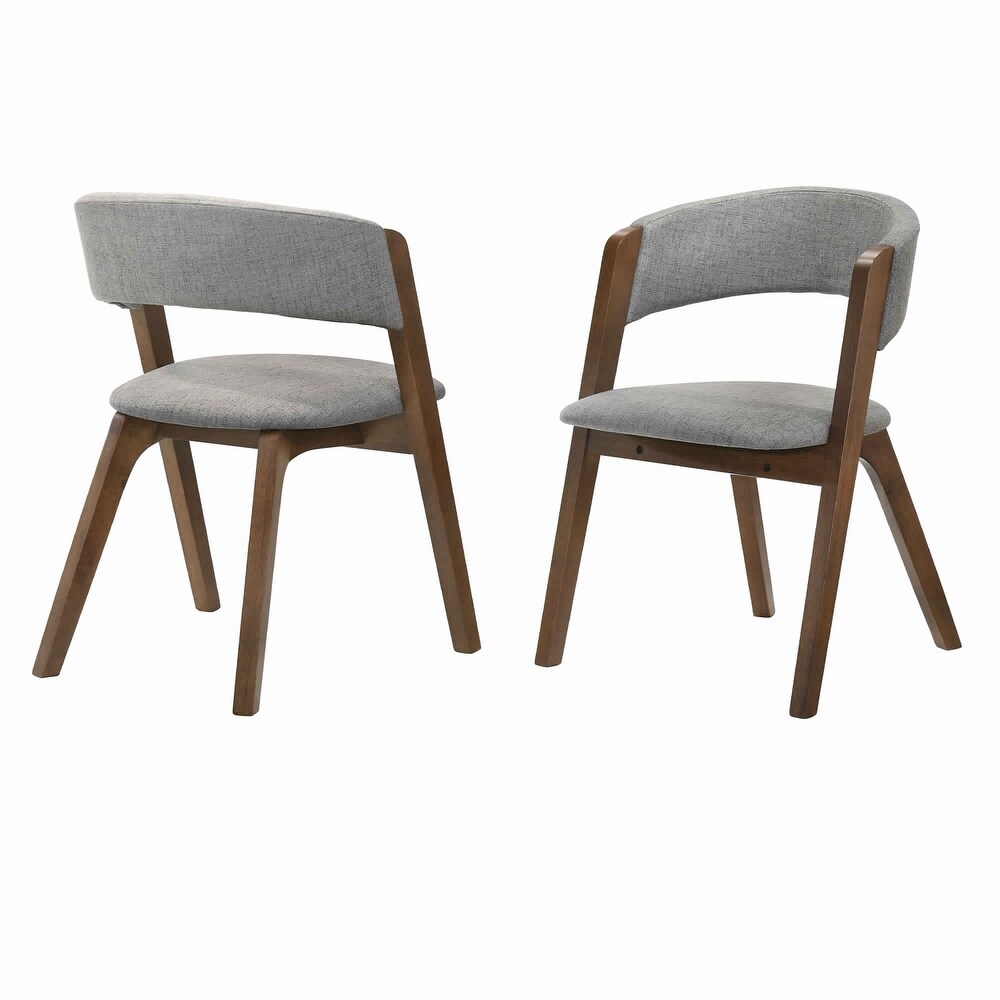 overstock fabric upholstered round back wood dining chair set of 2 brown  and gray set of 2  brown from overstock  daily mail