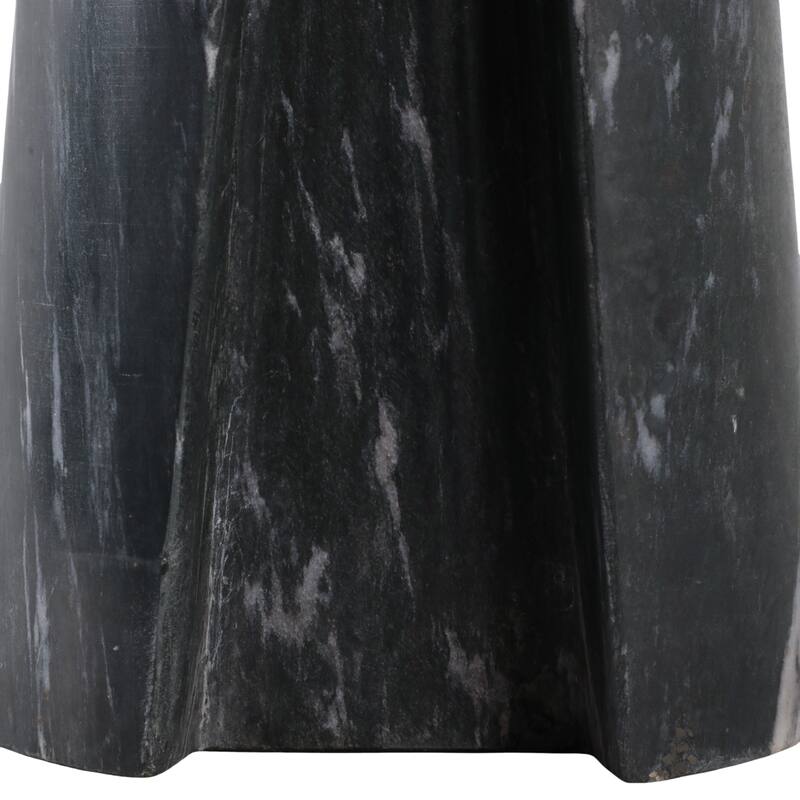 Marble Stone Accent Table Pedestal Base Savoir Style - 22" Black - 10" x 10" x 21.5"