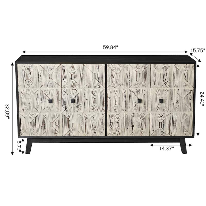 59.84" 4 Doors Vintage Sideboard