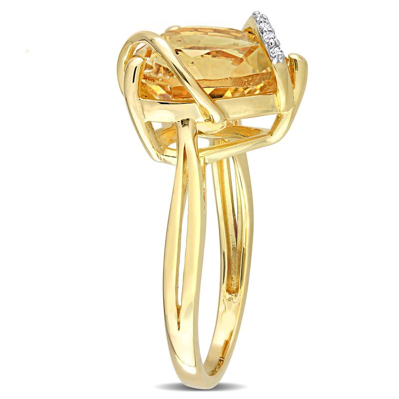 Miadora Heart-cut Citrine & Diamond Accent Swirl Cocktail Ring in Yellow Plated Sterling Silver