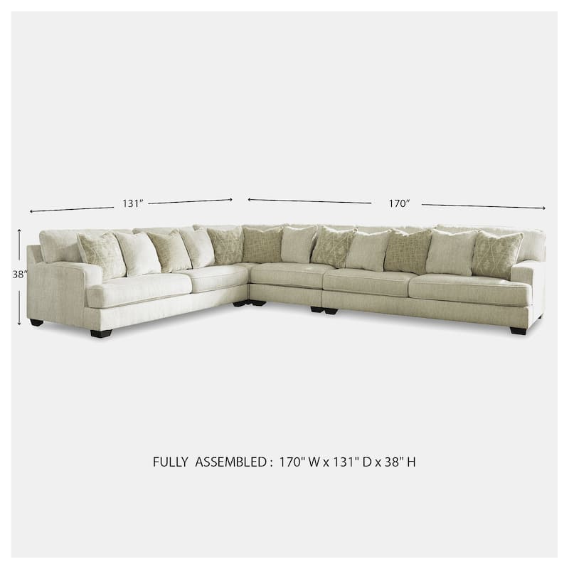 Signature Design by Ashley Rawcliffe Ivory and Peach 4-Piece Sectional Sofa
