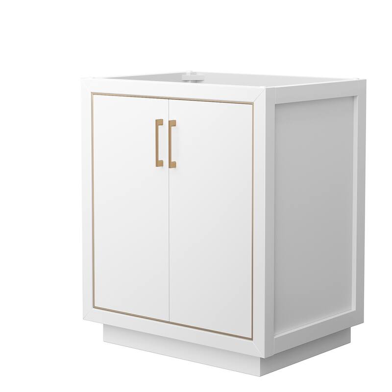 Wyndham Collection WCF1111-30S-CX-MXX Icon 30" Single Free Standing - White / Satin Bronze Hardware