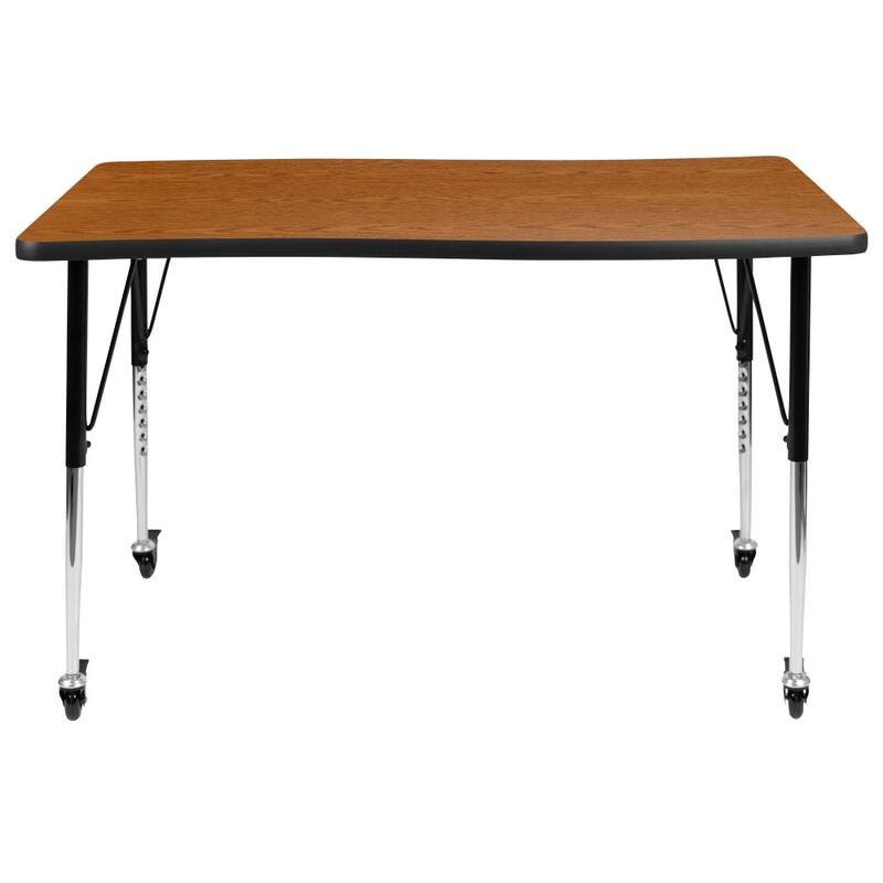 Mobile 28"Wx47.5"L Rectangular Wave Collaborative Grey Adjustable Activity Table