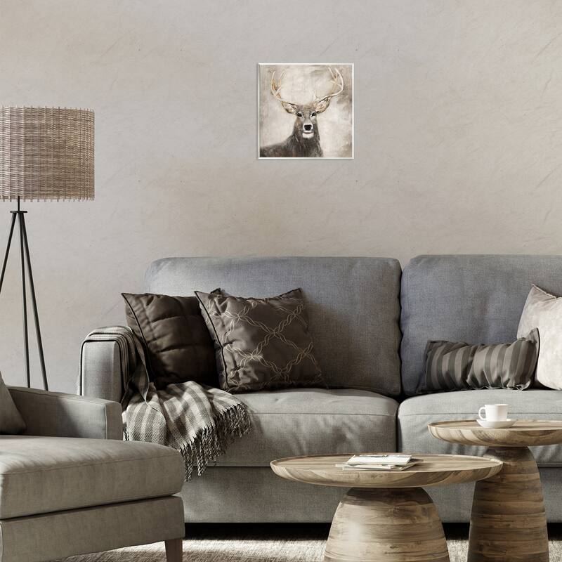 Stupell Gazing Deer in Neutrals Wall Plaque Art Design By Sally Swatland