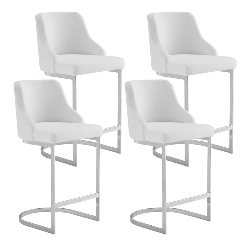 25.8'' Velvet/Leather Counter Height Bar Stools, Set of 2/3 - 36.6"H x 18.9"W x 20.5"D - Set of 4 - PU-White