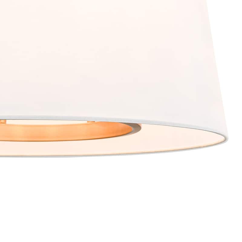 Mid-Century 6-Light Drum White Fabric Round Cage Chandelier 19.7 in