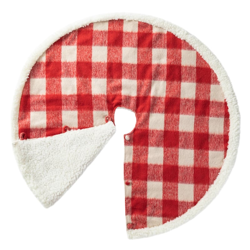 Glitzhome 48"-52"D Knitted Polyester Christmas Tree Skirt