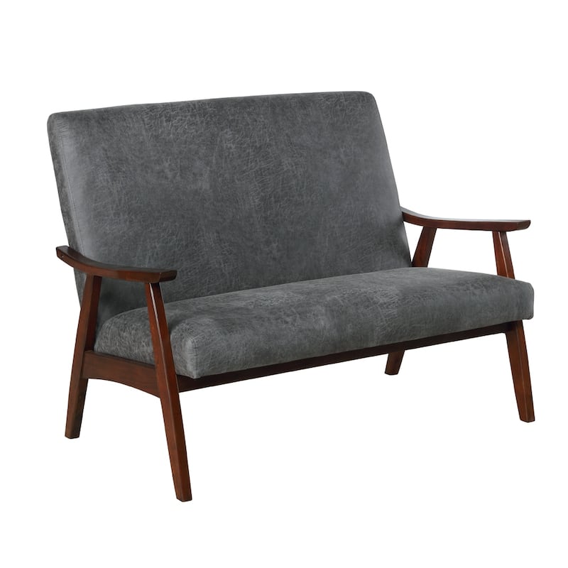 Balf Contemporary Faux Leather Loveseat Bench by Furniture of America - Dark Grey