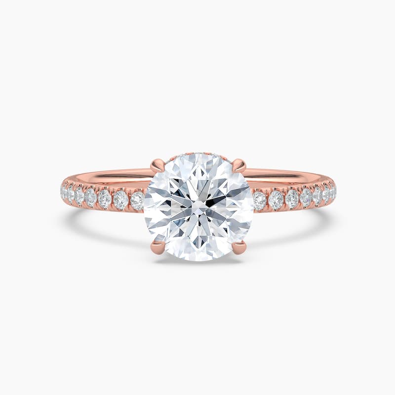 Auriya 14k Gold Round Lab Grown Unique Loop Diamond Halo Engagement Ring 1.00 to 5.00 ct. tw. (F-G, VS) - 6 - 5.00 carats - Rose