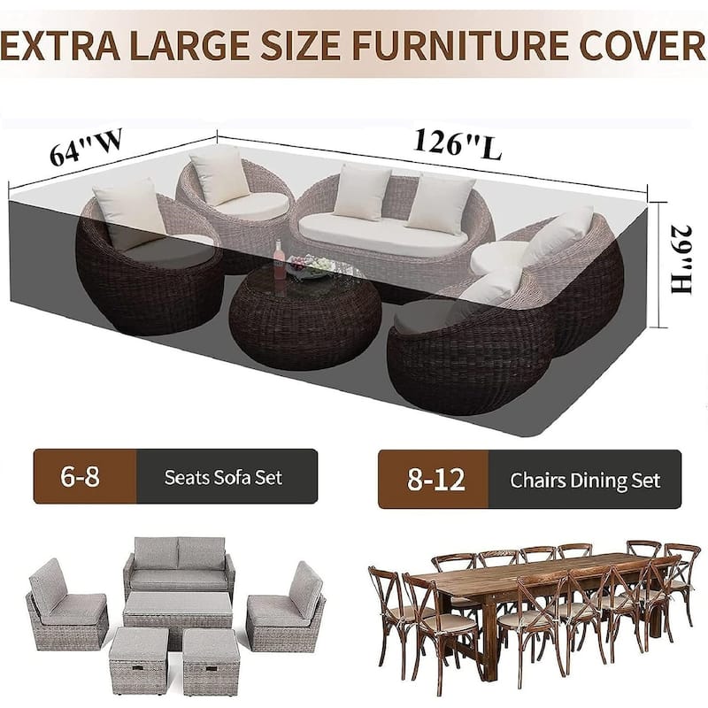 Heavy Duty Patio Furniture Cover Waterproof & Wind-Resistant