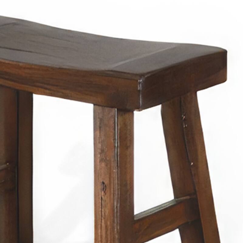 Reggie Counter Stool Set of 2, Saddle Seat Mocha Brown Mahogany