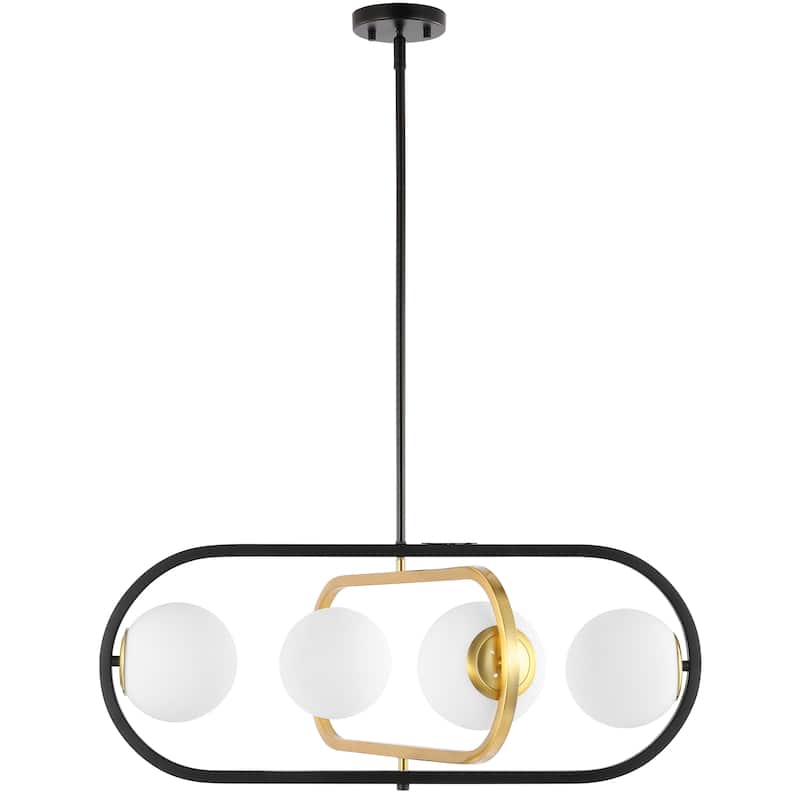 SAFAVIEH Lighting Enkeleda 4 Light 27" Pendant - 30" x 27" x 21-51" - withD/H - Black/Brass Gold - 30Wx27Dx51H