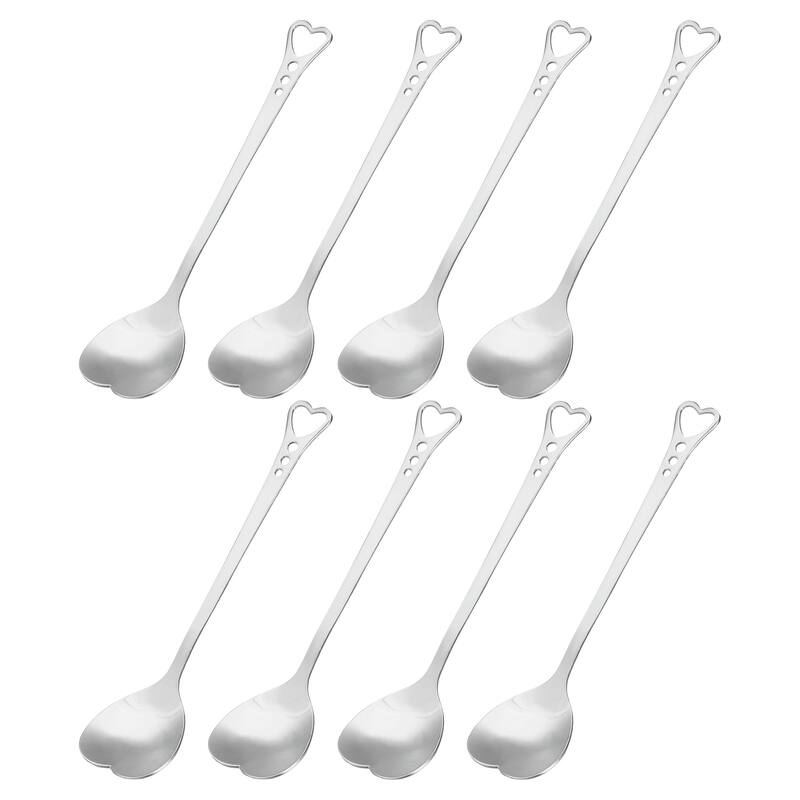 8Pcs 5.7" Stainless Steel Heart Shape Spoons Coffee Spoon Teaspoon