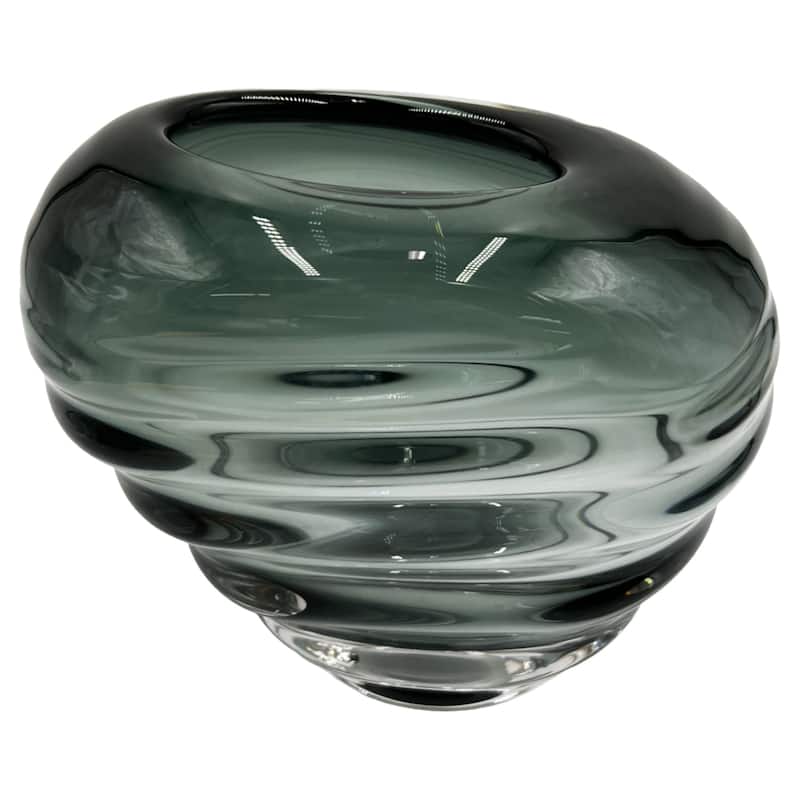 7" High Premium Contemporary Glass Vase in Grayish Blue