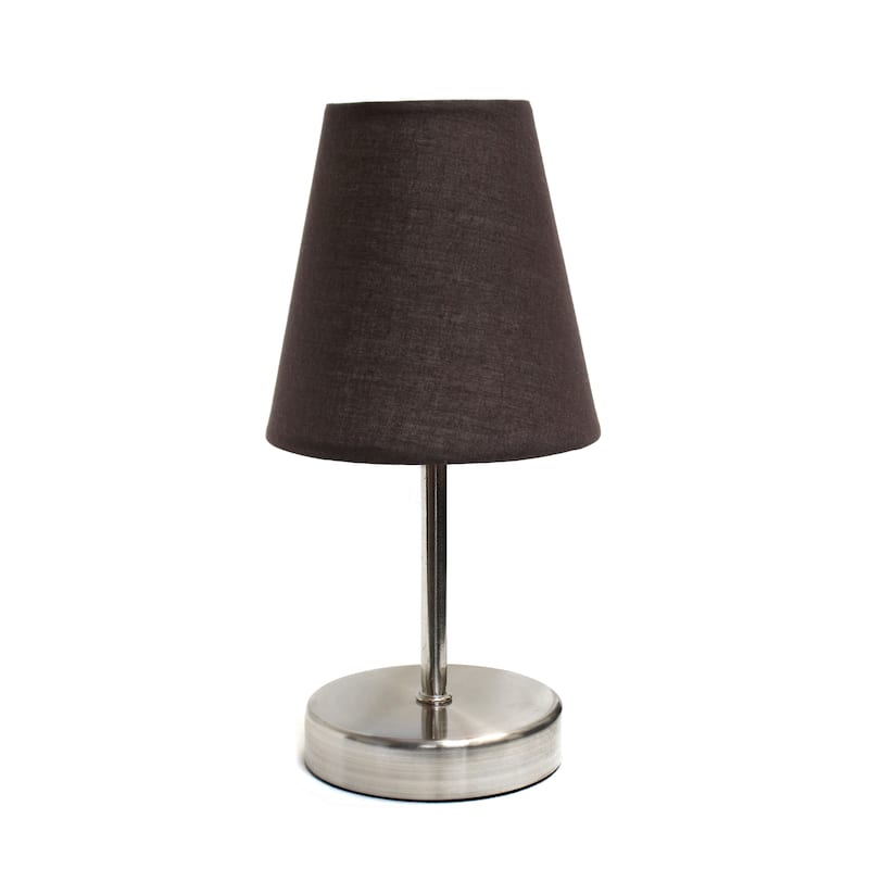10.5" Petite Metal Stick Lamp in Sw Nickel w Fabric Shade - Sand Nickel/Brown