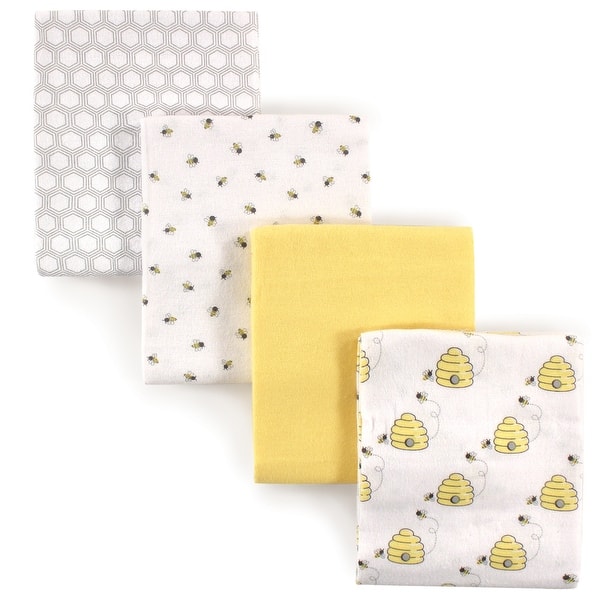 slide 1 of 1, Hudson Baby Infant Cotton Flannel Receiving Blankets, Bee, One Size - Bee - One Size One Size - Bee