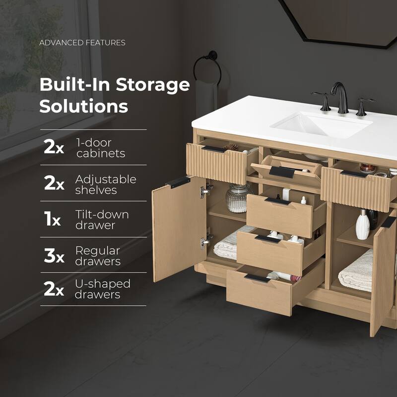 OVE Xander Bathroom Vanity with White Engineered Stone Top