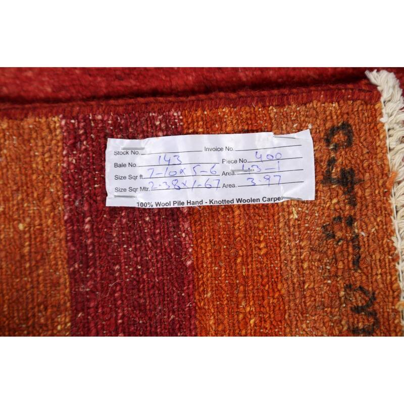 Modern Striped Gabbeh Kashkoli Oriental Area Rug Wool Hand-knotted - 5'5" x 7'8"