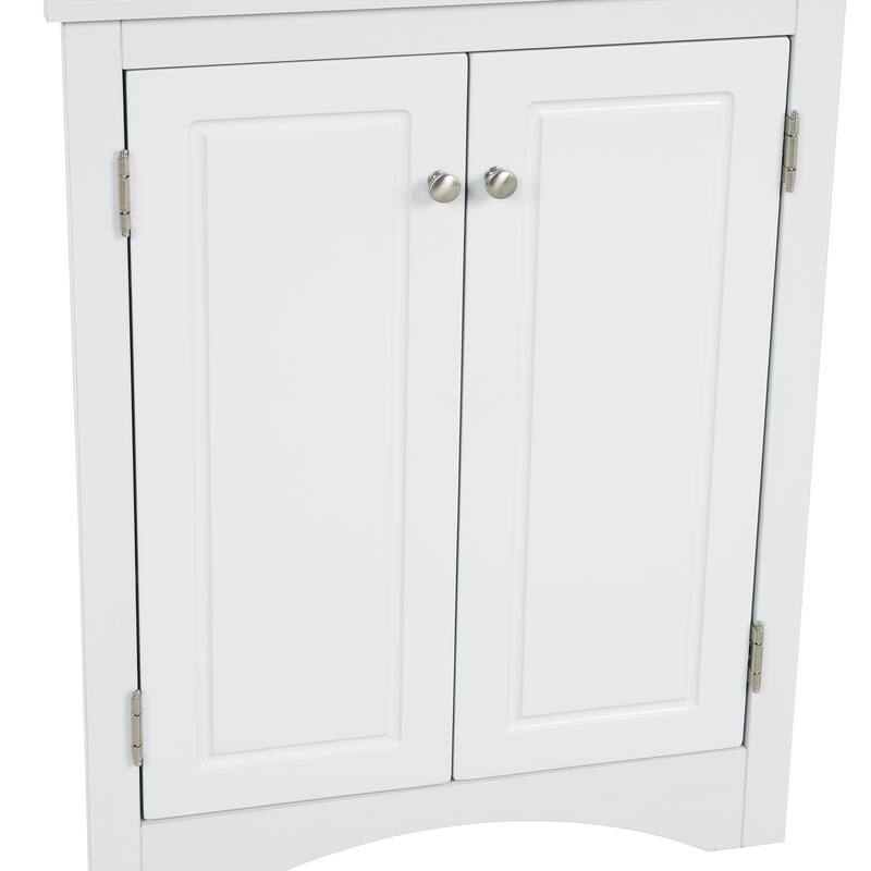 Blue Triangle Bathroom Storage Cabinet with Adjustable Shelves, Freestanding Floor Cabinet for Home Kitchen